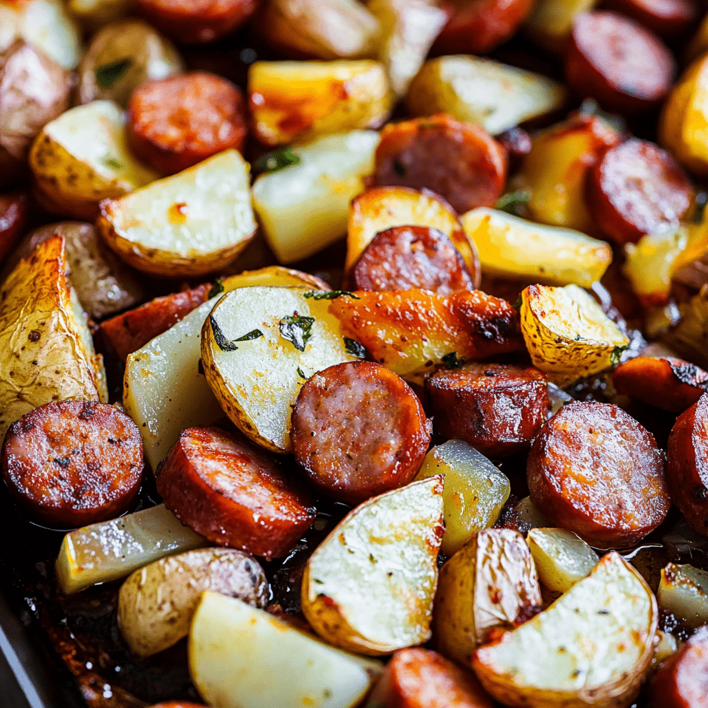 Oven Roasted Smoked Sausage and Potatoes