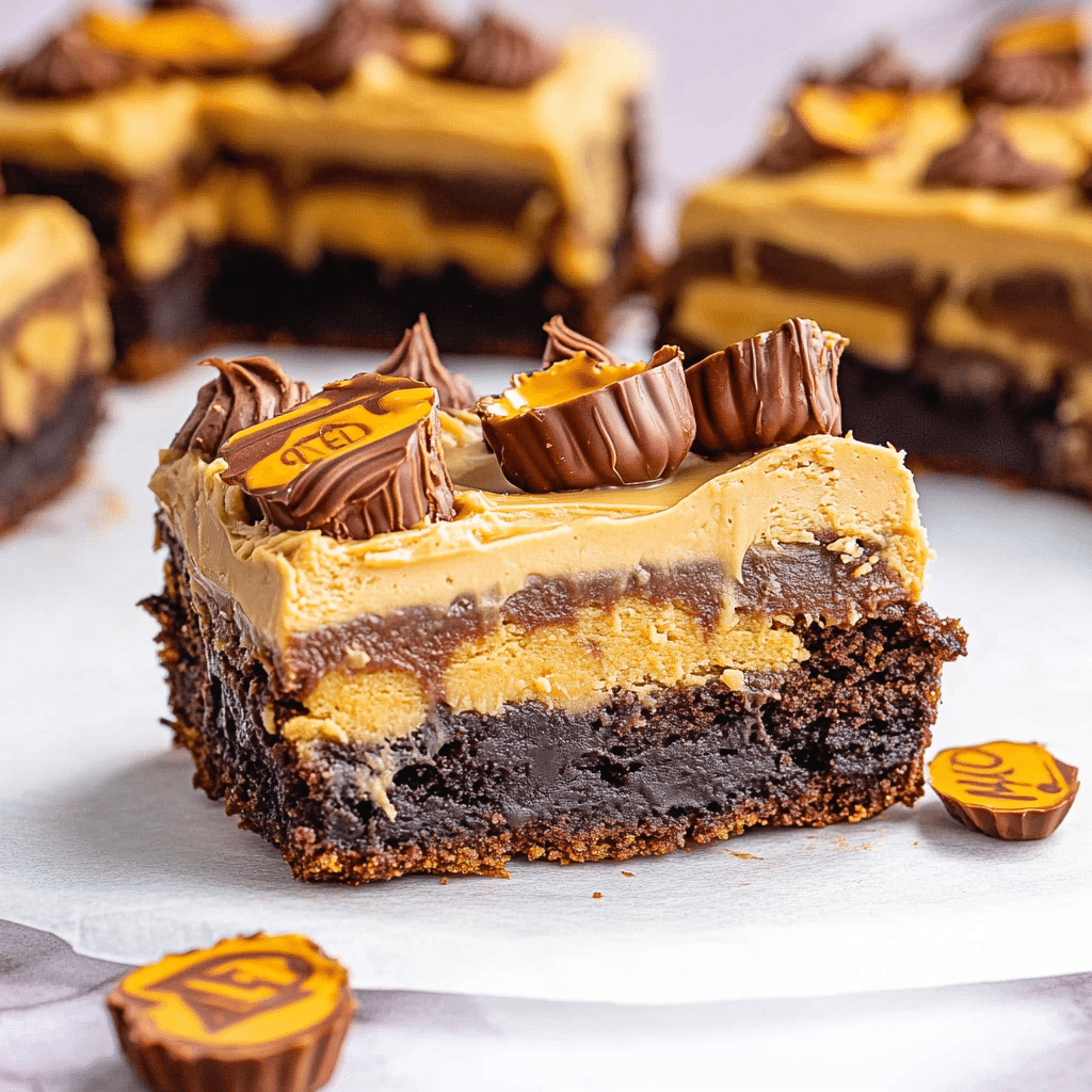 Reese’s Stuffed Brownie and Peanut Butter Frosting