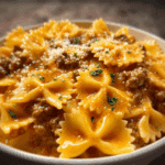 Creamy Velveeta Beef & Bowtie Pasta