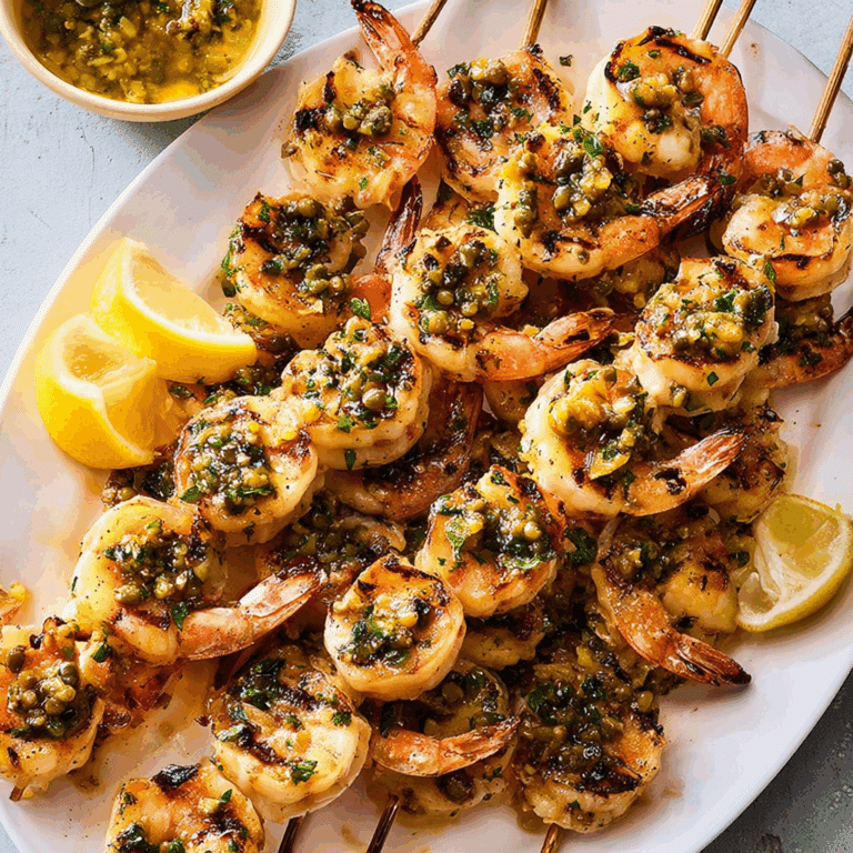 Grilled Shrimp Piccata Skewers