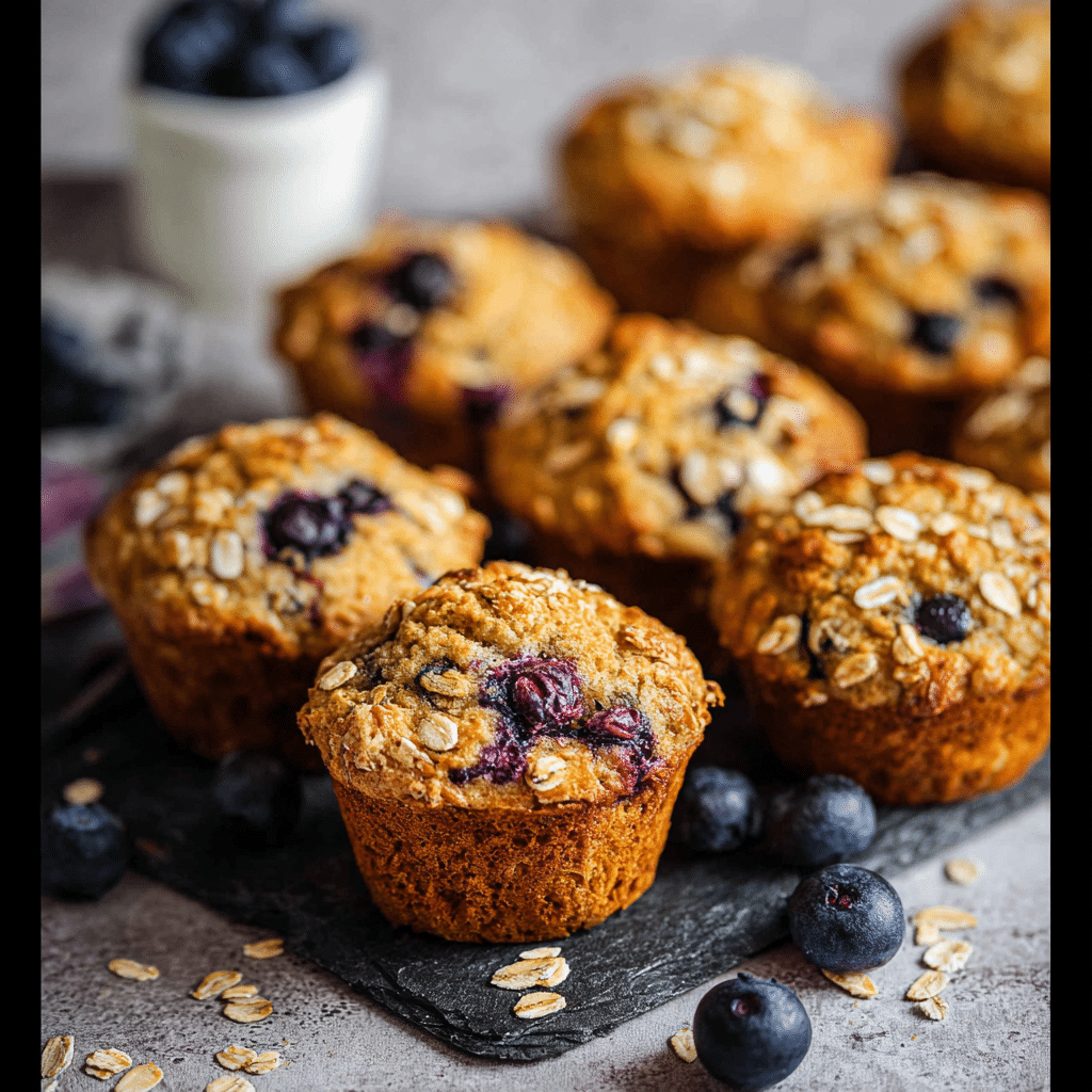 Healthy Blueberry Oatmeal Muffins