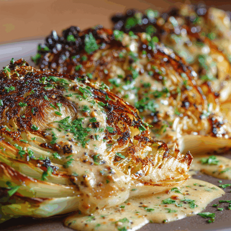 Roasted Cabbage Steaks with Mustard Vinaigrette