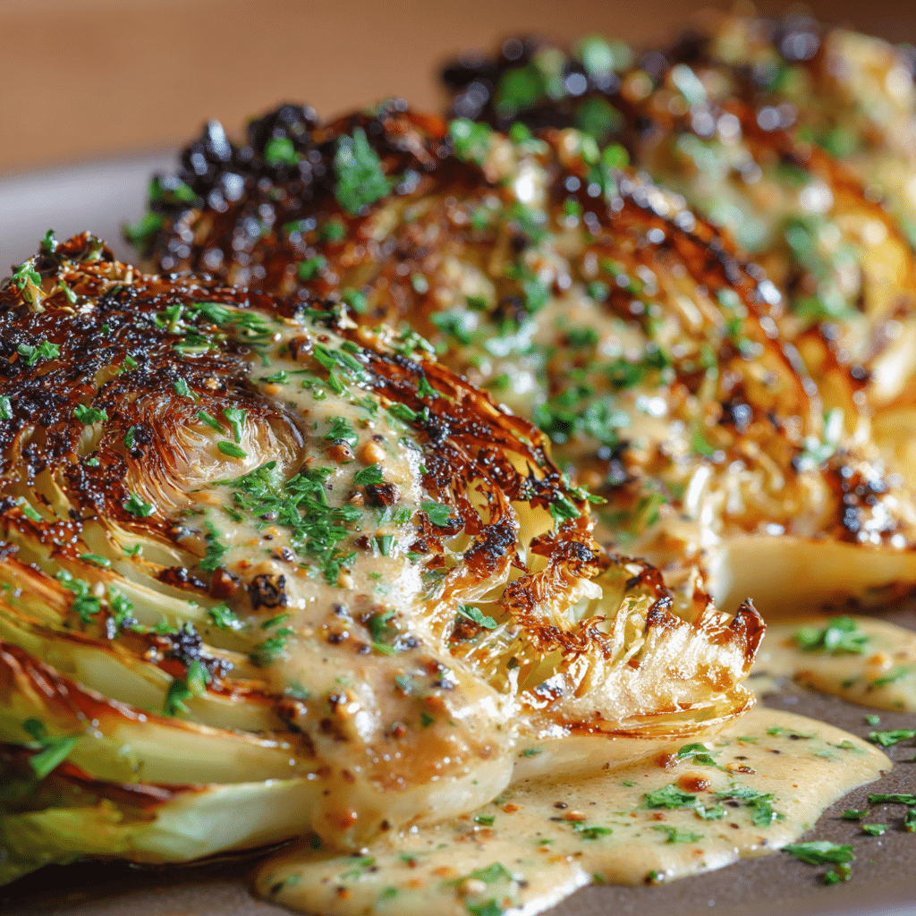 Roasted Cabbage Steaks with Mustard Vinaigrette