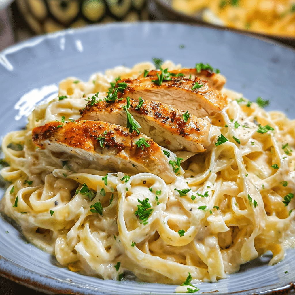Skinny Low-Fat Chicken Fettuccine Alfredo