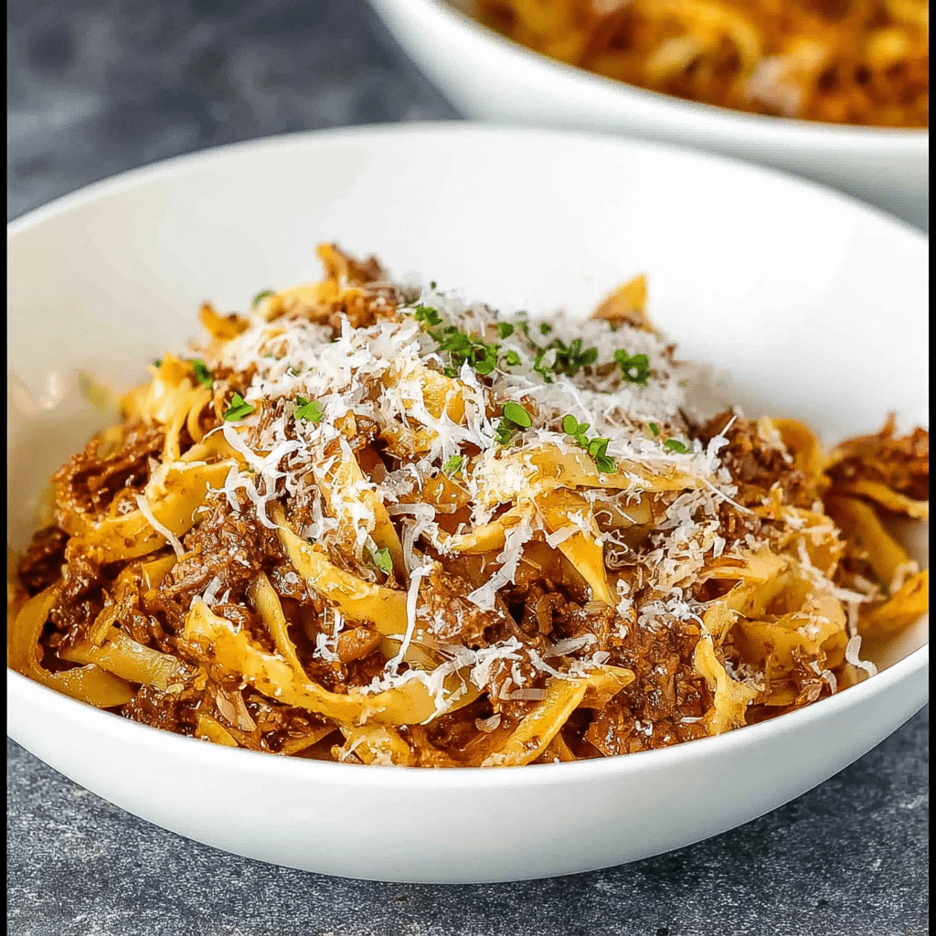 Beef Ragu Pasta with Parmesan