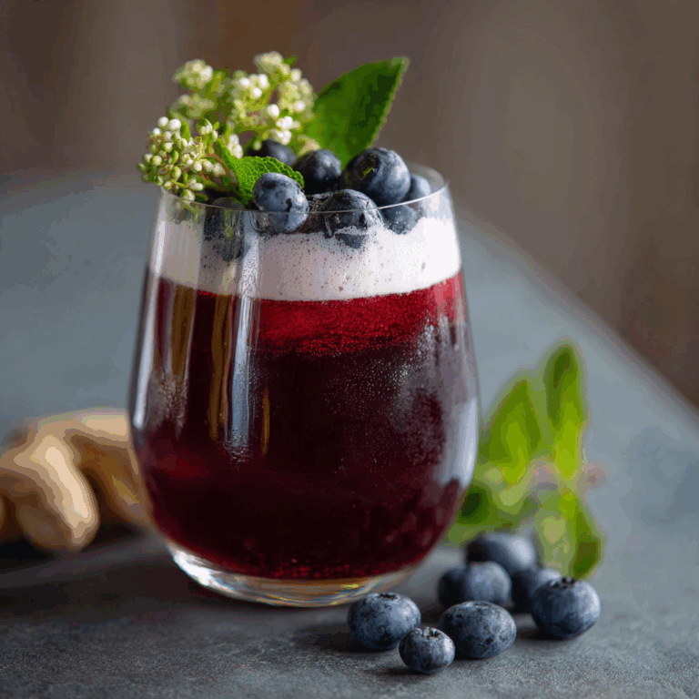 Blueberry Ginger Kombucha Cocktail or Mocktail
