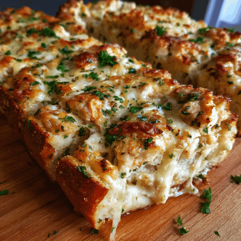Cheesy Chicken Alfredo Garlic Bread
