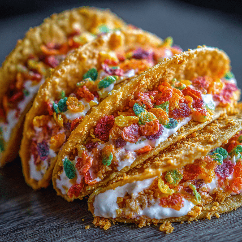 Fruity Pebbles Cheesecake Tacos
