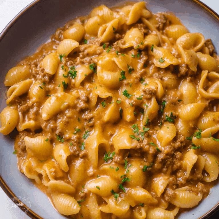 One Pot Cheesy Cheeseburger Pasta