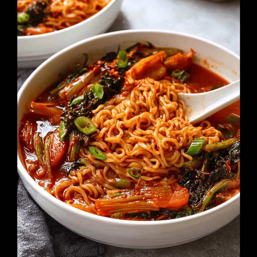 Spicy Korean Kimchi Noodles