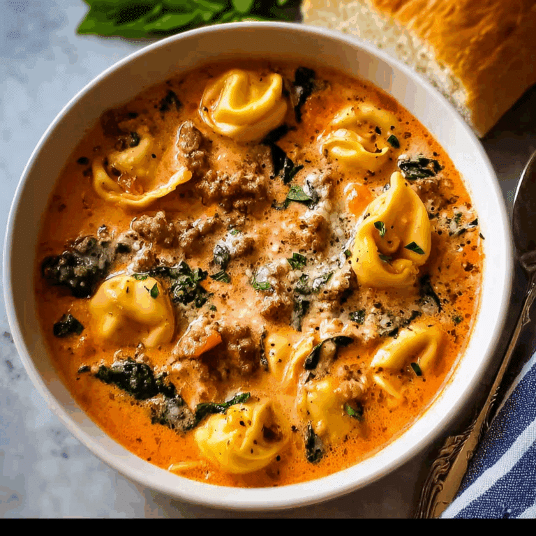 Creamy Chicken Sausage & Tortellini Soup