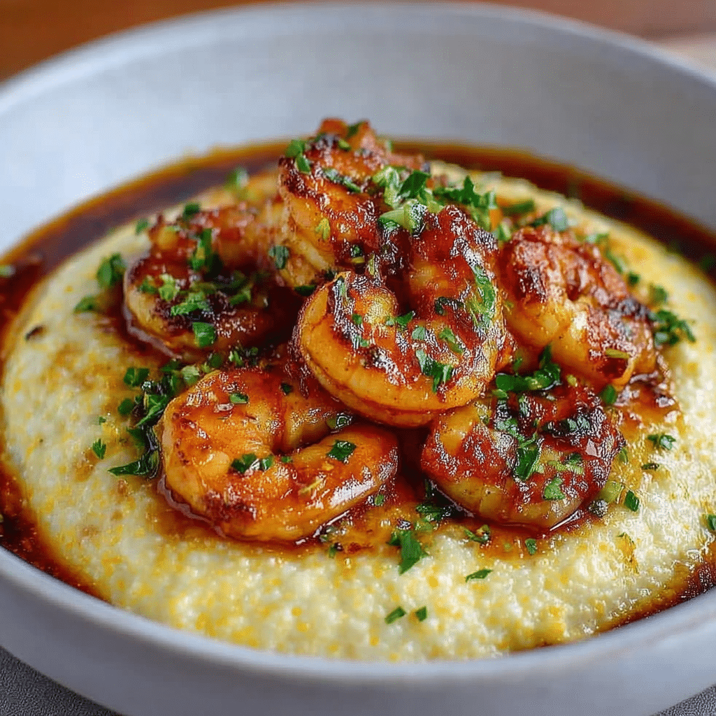 Gouda Grits with Smoky Brown Butter Shrimp