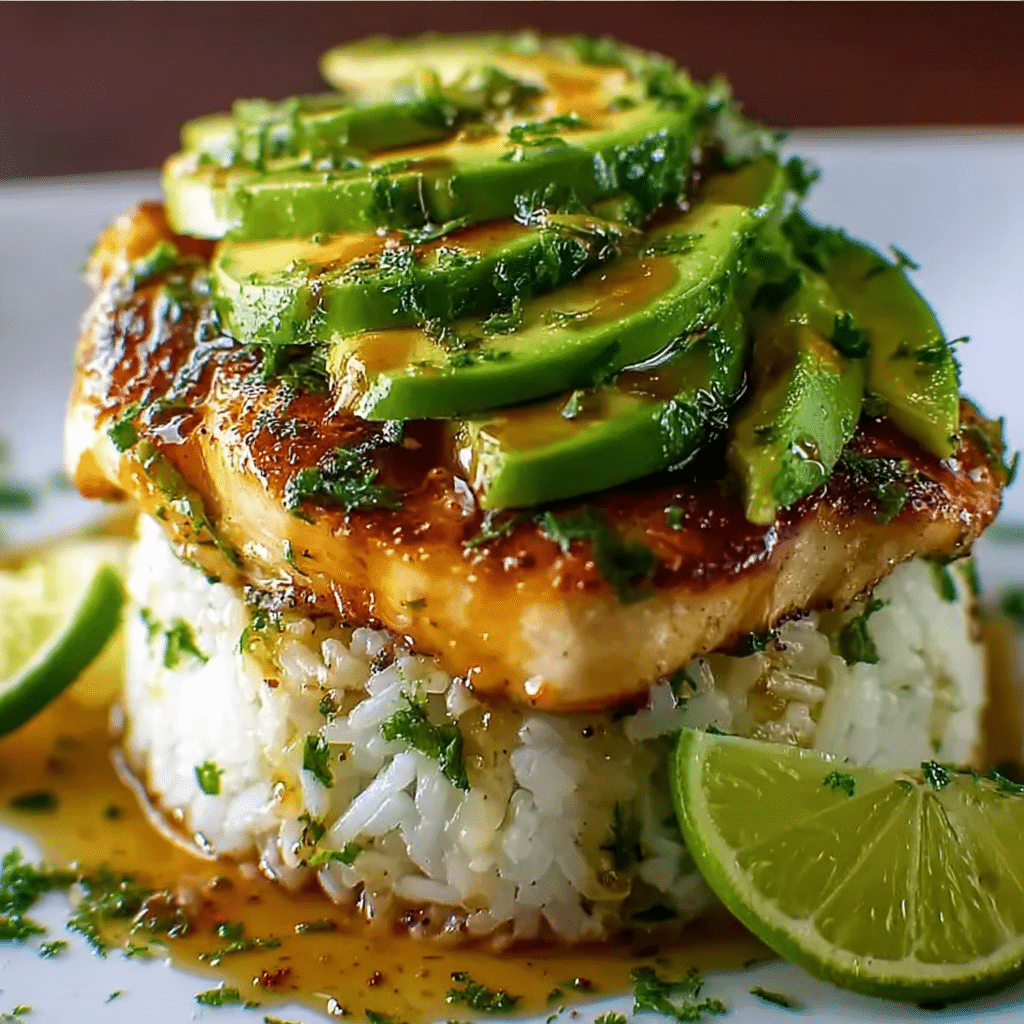 Honey Lime Chicken & Avocado Rice Stack