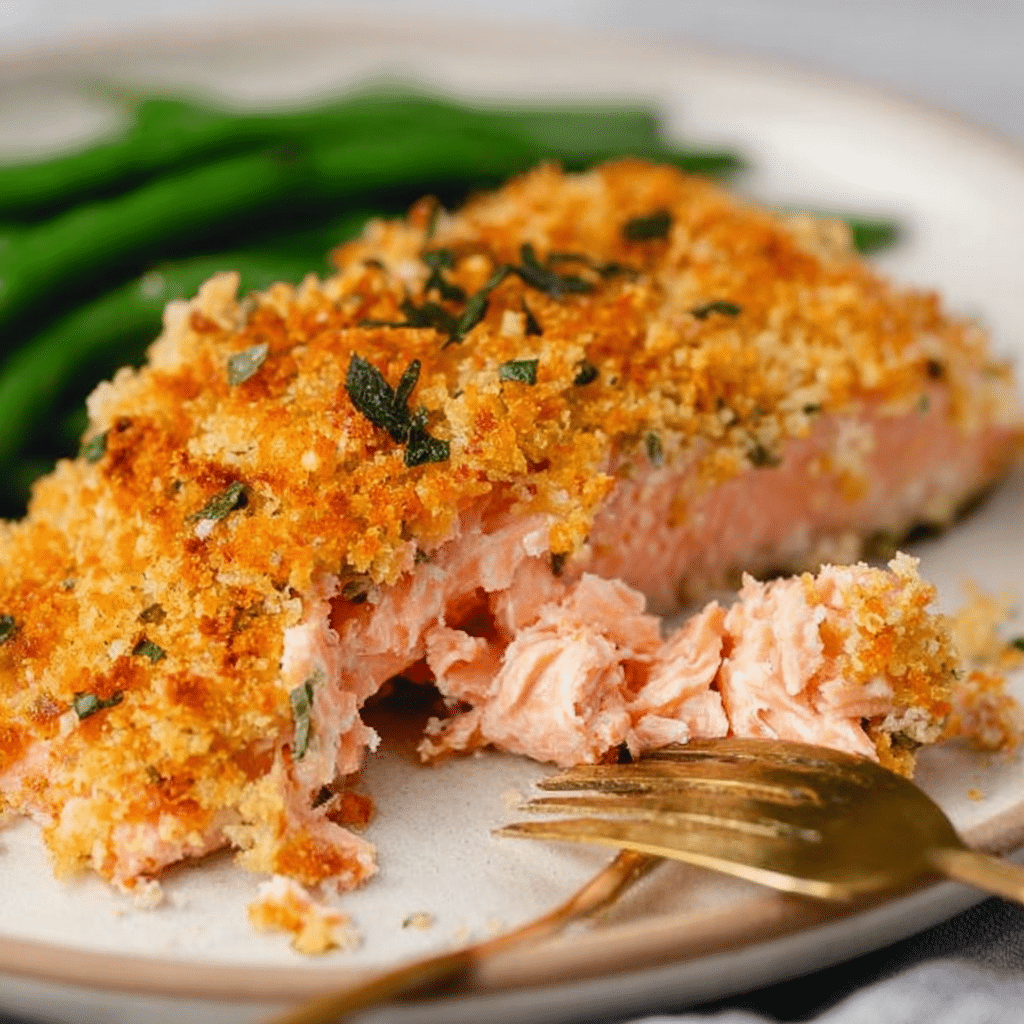 Irresistibly Crispy Parmesan Salmon Bake
