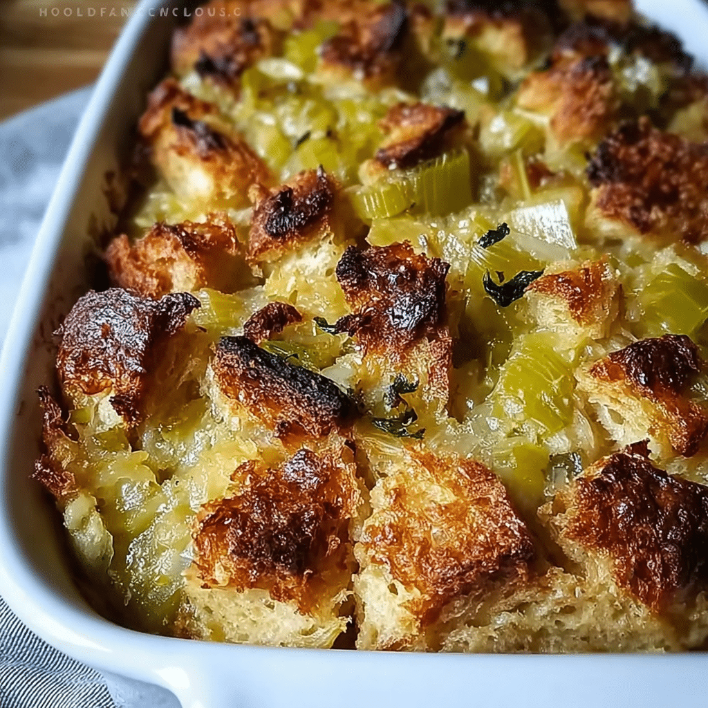 Savory Leek Bread Pudding