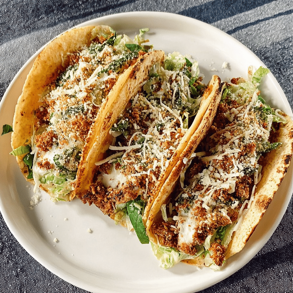 Smash Chicken Caesar Tacos