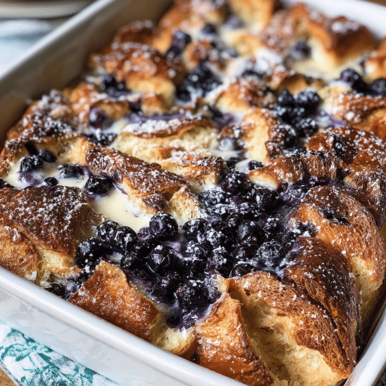 Blueberry Cream Cheese Croissant Casserole