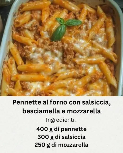 pennette al forno con salsiccia
