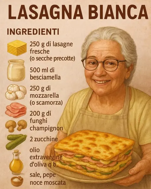lasagna bianca prosciutto e mozzarella