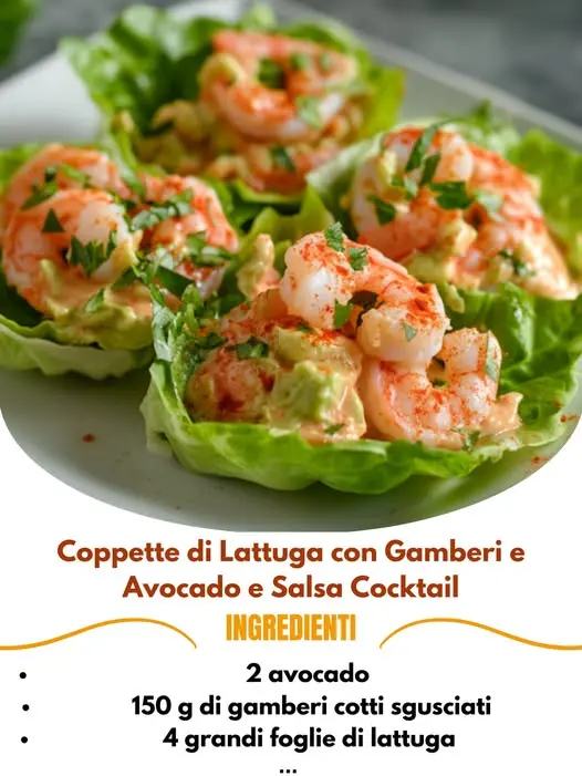 coppette lattuga gamberi avocado