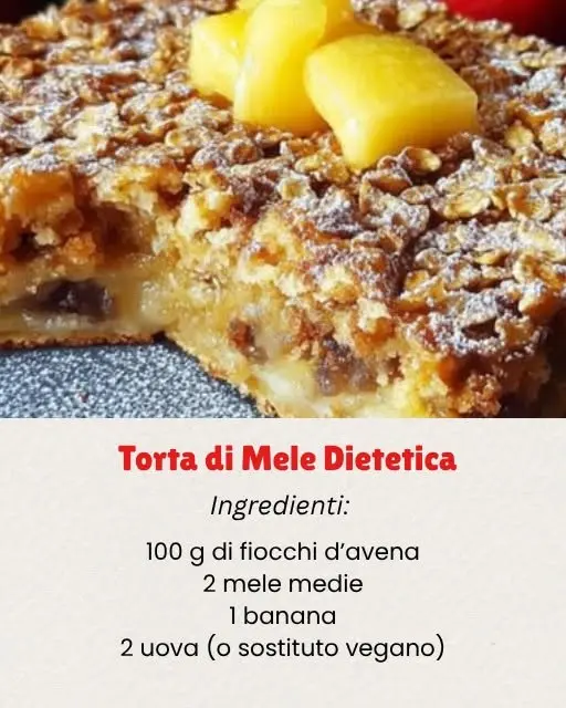 torta avena mele senza zucchero