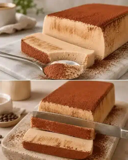 Dettaglio della consistenza cremosa del dessert con una colata di salsa ai frutti di bosco
