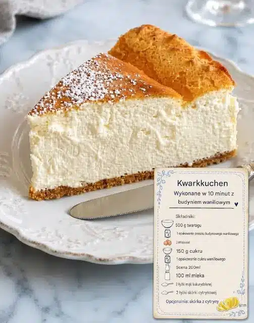 Fetta di cheesecake cremosa servita su un piatto con guarnizione