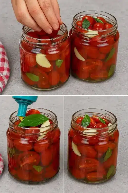 Barattoli di pomodori sott'olio finiti e pronti per l'uso