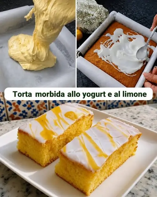 Fetta di torta yogurt e limone servita su un piattino con scorze di limone decorative
