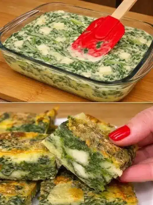 Sformato di spinaci e ricotta appena sfornato con una consistenza soffice e dorata